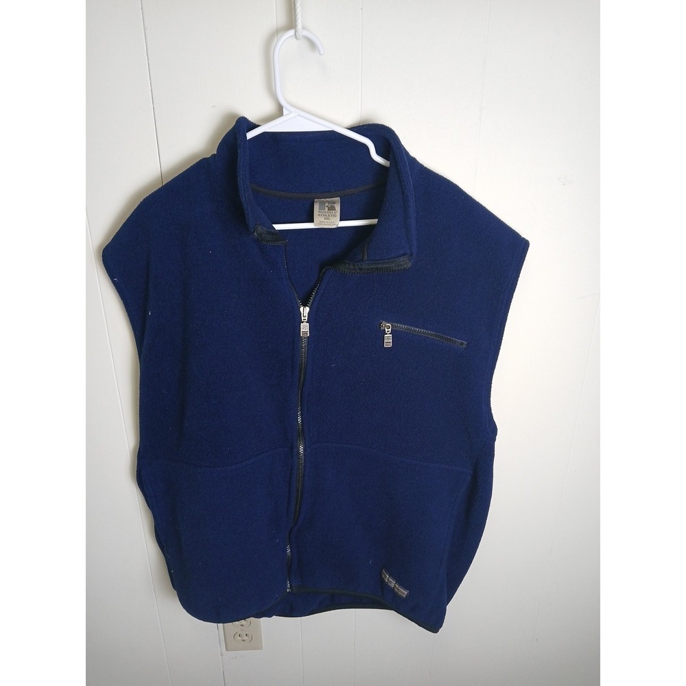 Vintage Russell Athletic Dark Blue Vest Full Zip Up Men's X-Large XL Made in USA